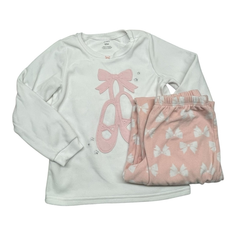 Carter's girl’s Pink and White Ballet Pajama Set size: 8